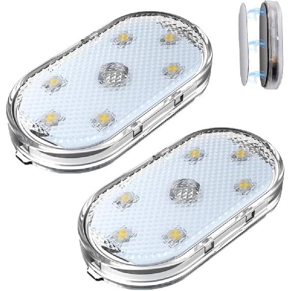 4PCS Wireless Car Interior LED Lights 7Colors USB Rechargeable Car LED Touch Light with 6 Super Bright LED Lamp Beads Car Interior Ambient Light