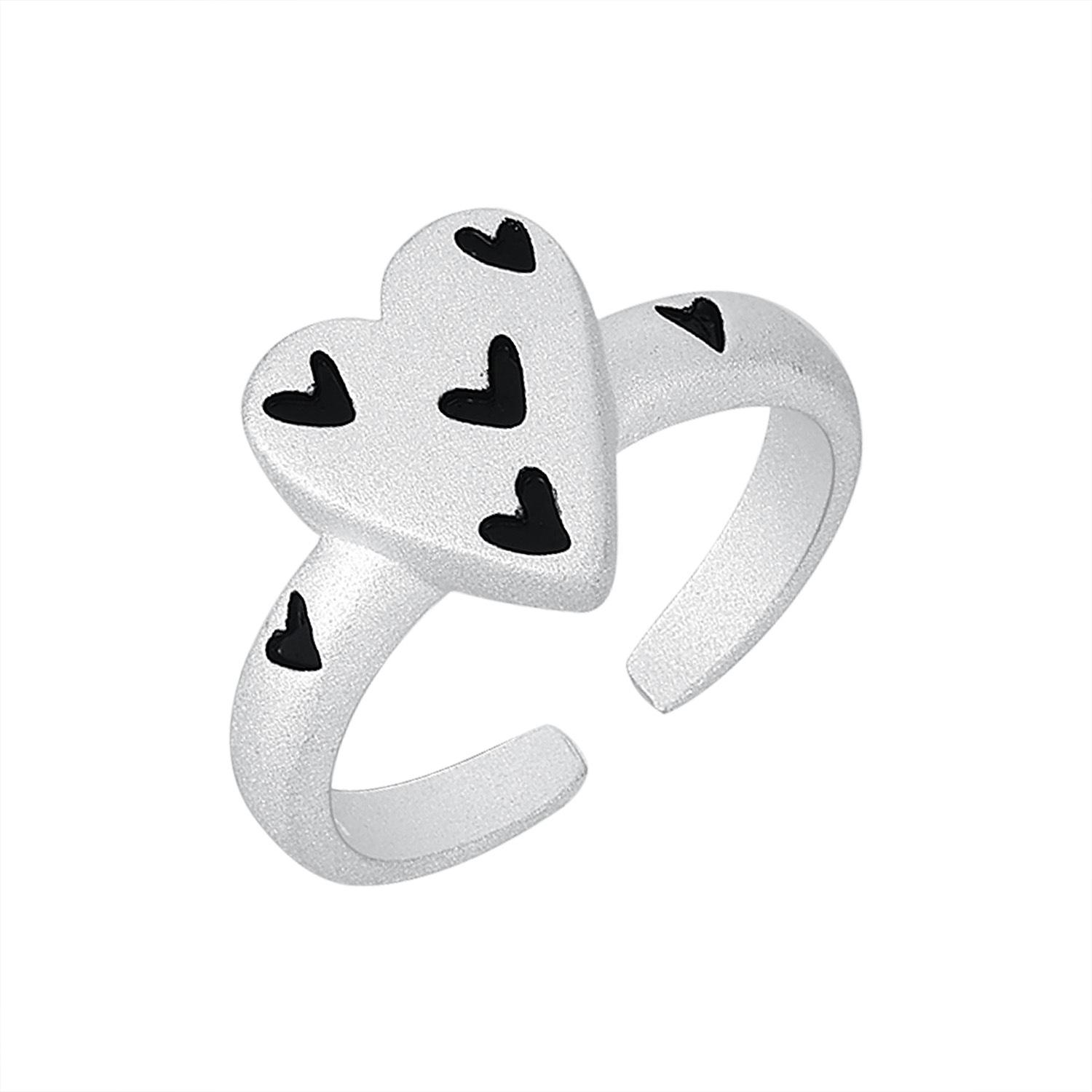 S925 Sterling Silver Women s Frosted Heart Ring - Adjustable, Niche Design, Simple  Elegant. Open Adjustable