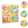 Baby Puzzles Bright Vibrant Color Shapes Developmental Game Wooden Jigsaw 3D Puzzle Toy for