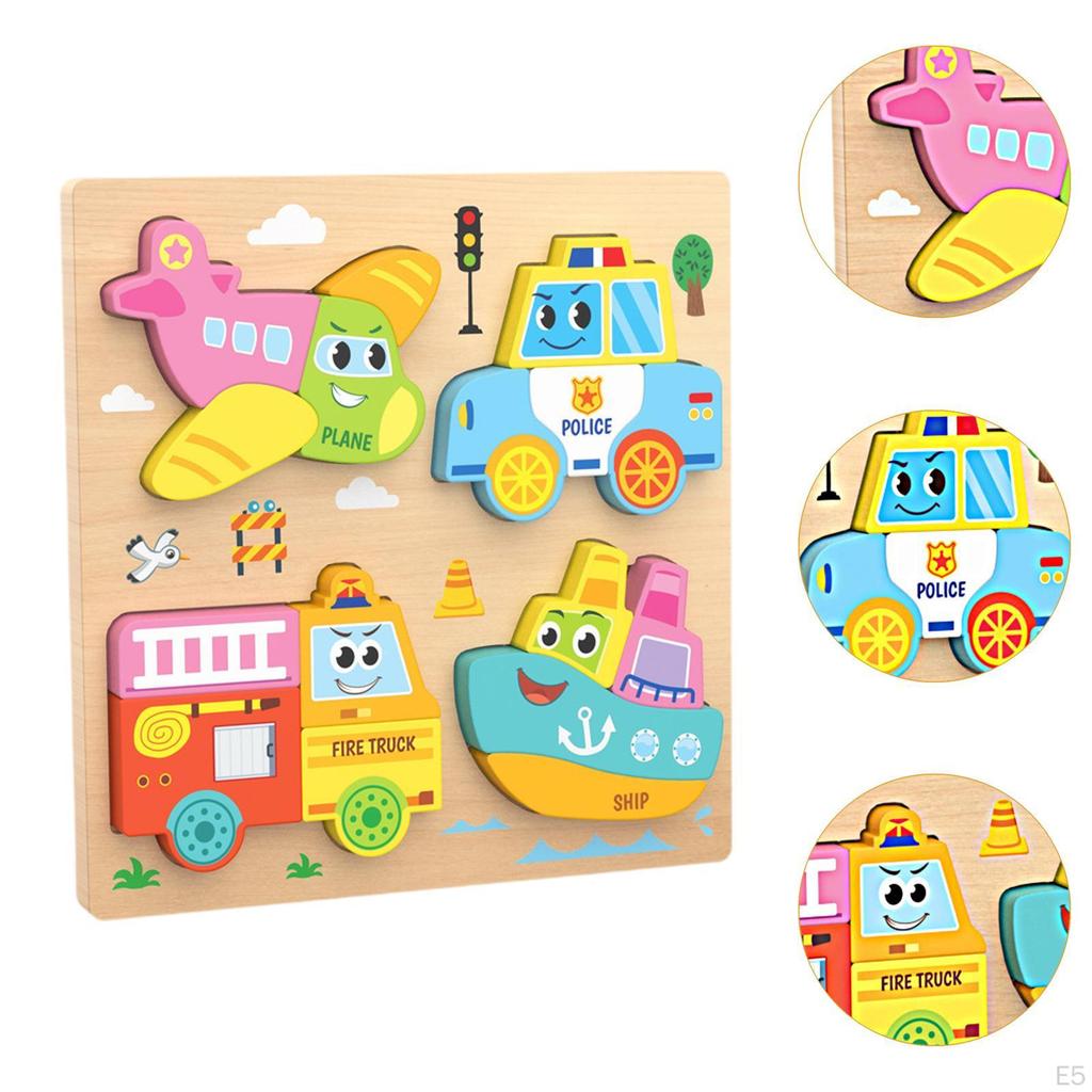 Baby Puzzles Bright Vibrant Color Shapes Developmental Game Wooden Jigsaw 3D Puzzle Toy for