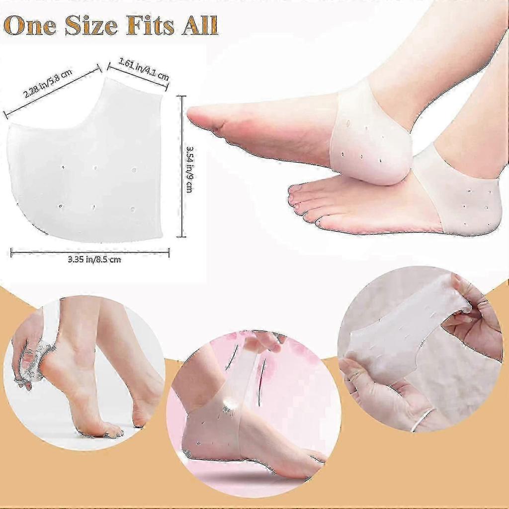 10 Pairs Silicone Heel Protectors, Silicone Heel Socks For Heel Spurs, Plantar Fasciitis, For Heel Pain Relief, Dry Cracked Heel - JV