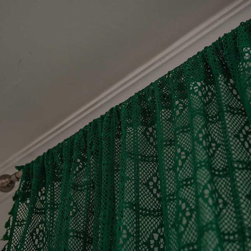 Vintage Hollow Crochet Rod Pocket Window Curtain