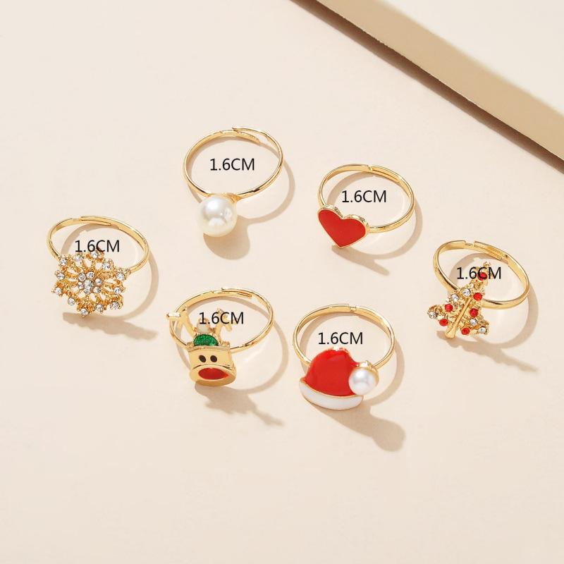 Cross-border Hot-selling Cartoon Christmas Tree, Reindeer, and Snowman Rings - Fashion Accessory and Holiday Gift
