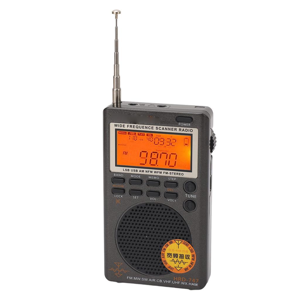 Full Band Receiver FM MW SW SSB LSB AIR CB VHF UBD WX Portable DSP Radio Receiver Support 8 Ohm  1W