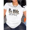 Women T-shirt Be Real Not Perfect Women's Tee Leopard Heart Graphic Black Top