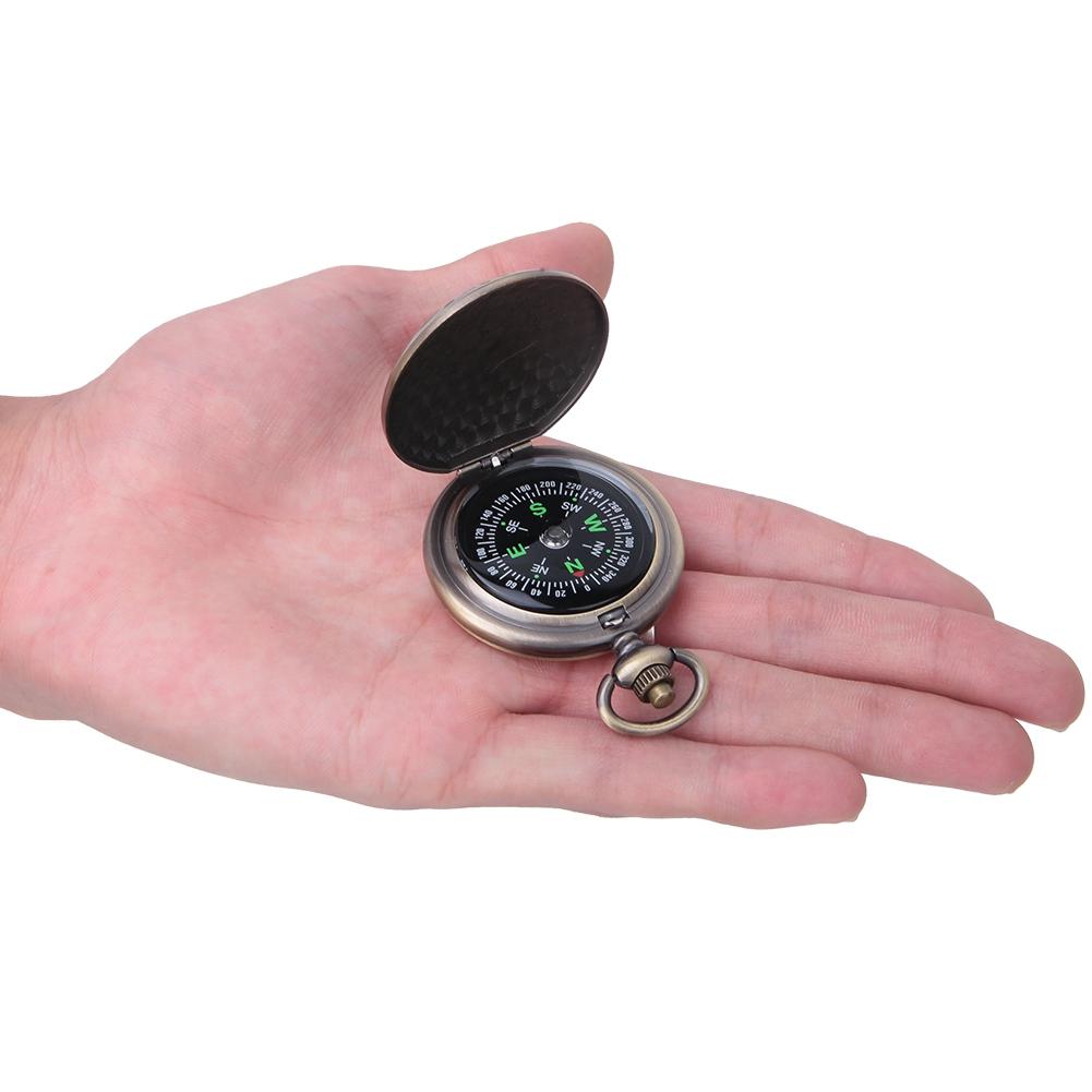 J35A Vintage Portable Zinc Alloy Flip open Pocket Watch Compass for Outdoor Navigation Tools