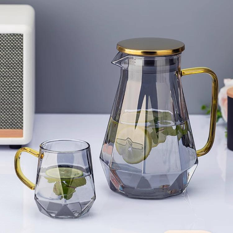 Household Diamond Cool Water Kettle Living Room Large Thorn Pot High Temperature Resistant High Borosilicate Glass Cup Kettle Set Cold Water Kettle