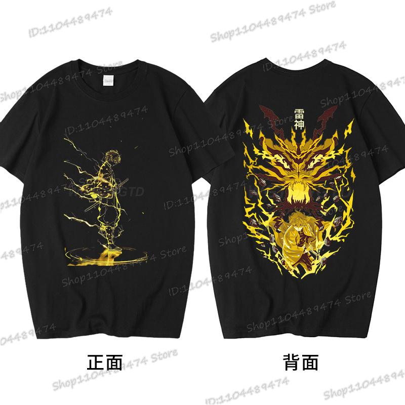 Demon Slayer T Shirts Anime Agatsuma Zenitsu Vintage Cotton Comfortable T-shirts Casual Loose T Shirt Male Female Streetwear
