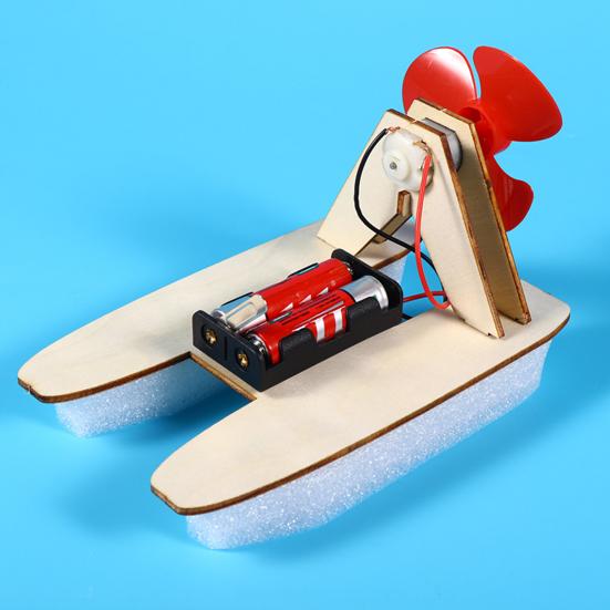 1 набор DIY Wind Powered Boat Model Kit Handmade Wooden Puzzle Hovership Building Crafts Kids STEM Educational Physics Science Experiment Toy