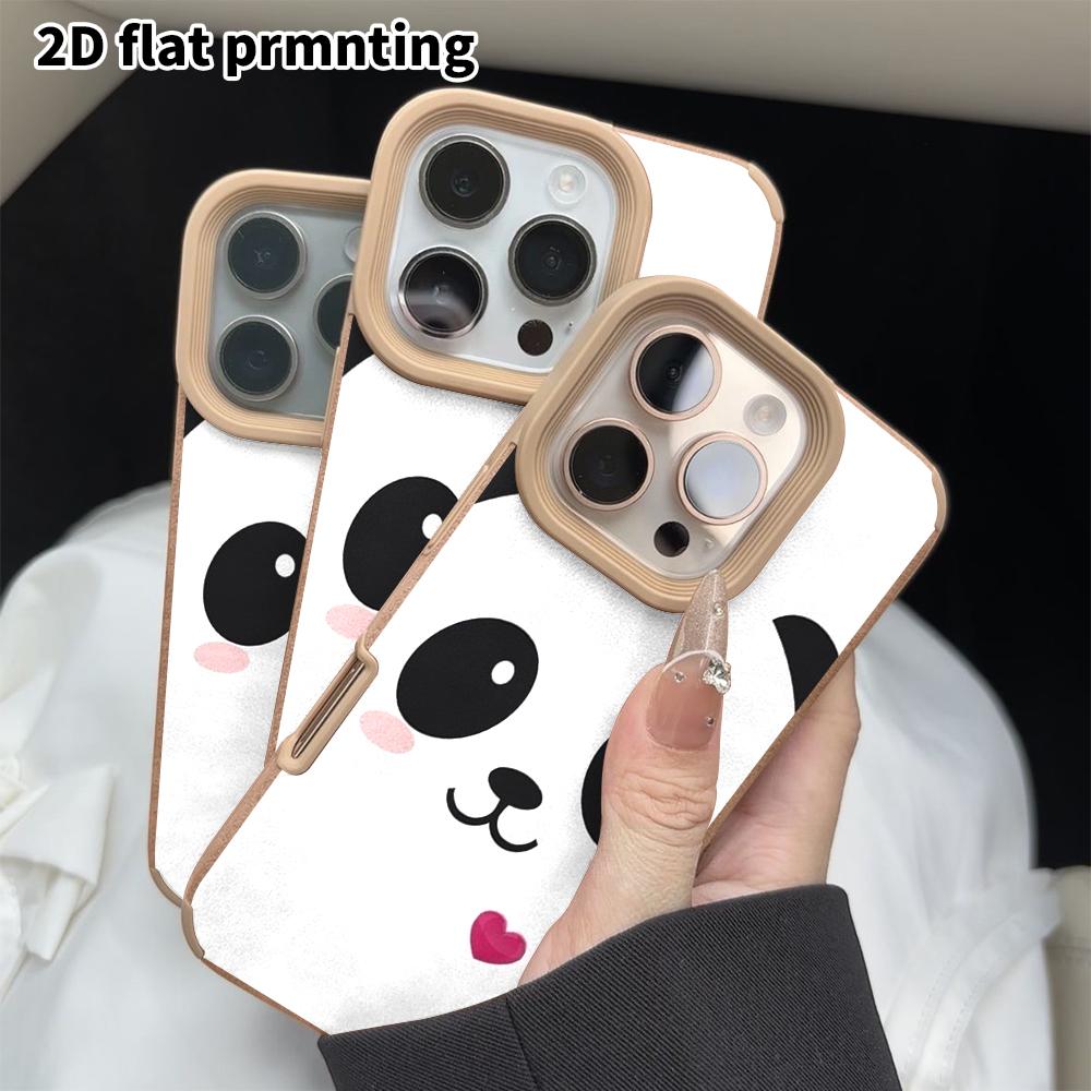 Phone Case: 2D Flat Lambskin Suitable for iPhone 18 17 16 15 14 13 Pro Protective Case, Panda Face, Christmas and Halloween Gift