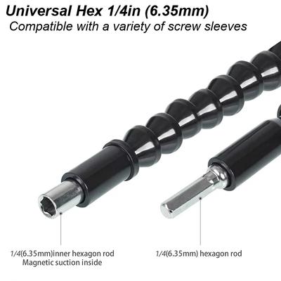 Uhlový vŕtací nadstavec Adaptér skrutkovača Flexibilný hriadeľ Mäkký predlžovací držiak Skrutkovač Magnetický 1/4 Šesťhranná bitová zásuvka Skľučovadlo
