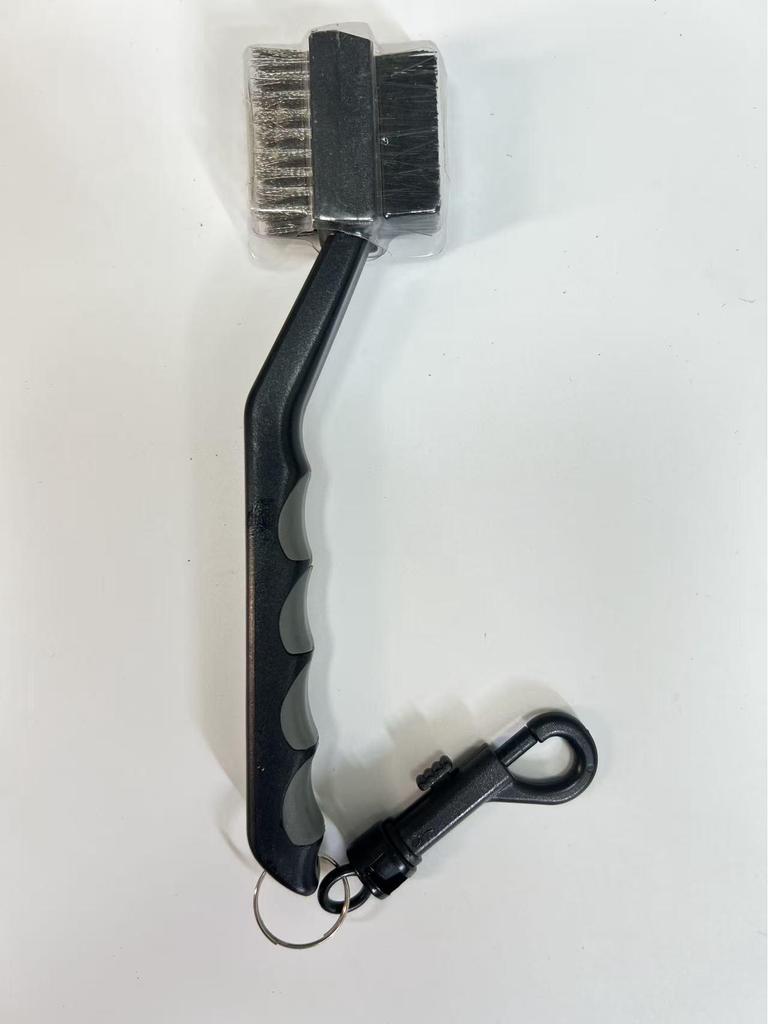 Golf Club and Ball Cleaning Brush with Double-Sided Nylon and Steel Bristles