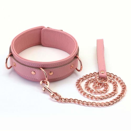 Liebe Seele Luxury SM Goods Collar Handcuffs Restraint Set Genuine Leather Cosplay Training Queen (Pink)