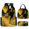 Kids Cartoon Character Print Backpack Set School 17 Inch Oxford Fabric Bag With Lunch Pouch Pencil Case