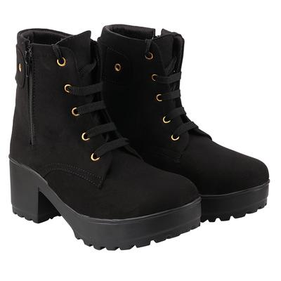 Shoetopia Womens  Chunky Heel Short Booties with Non-Slip Sole, Comfortable Trendy Ankle Boots | Soft Cushioned Sole | Casual, Party & Winter Wear