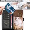 Artistic Feline Design Shockproof Flip Cover Case Protective Housing With Magnetic Snap Stand Function & Card Pockets