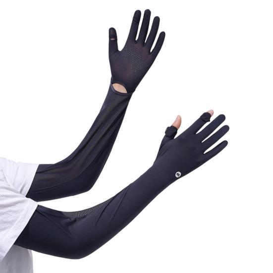 Sun Protection Long Sleeves Anti-Slip Finger UV Gloves Cooling Arm Palm Full Protection