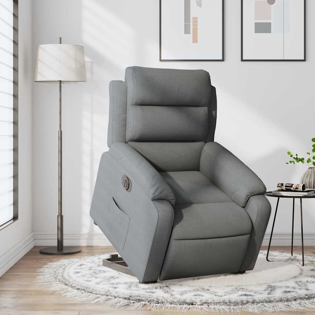 Electric Recliner Chair with Rising Function Dark Grey Fabric