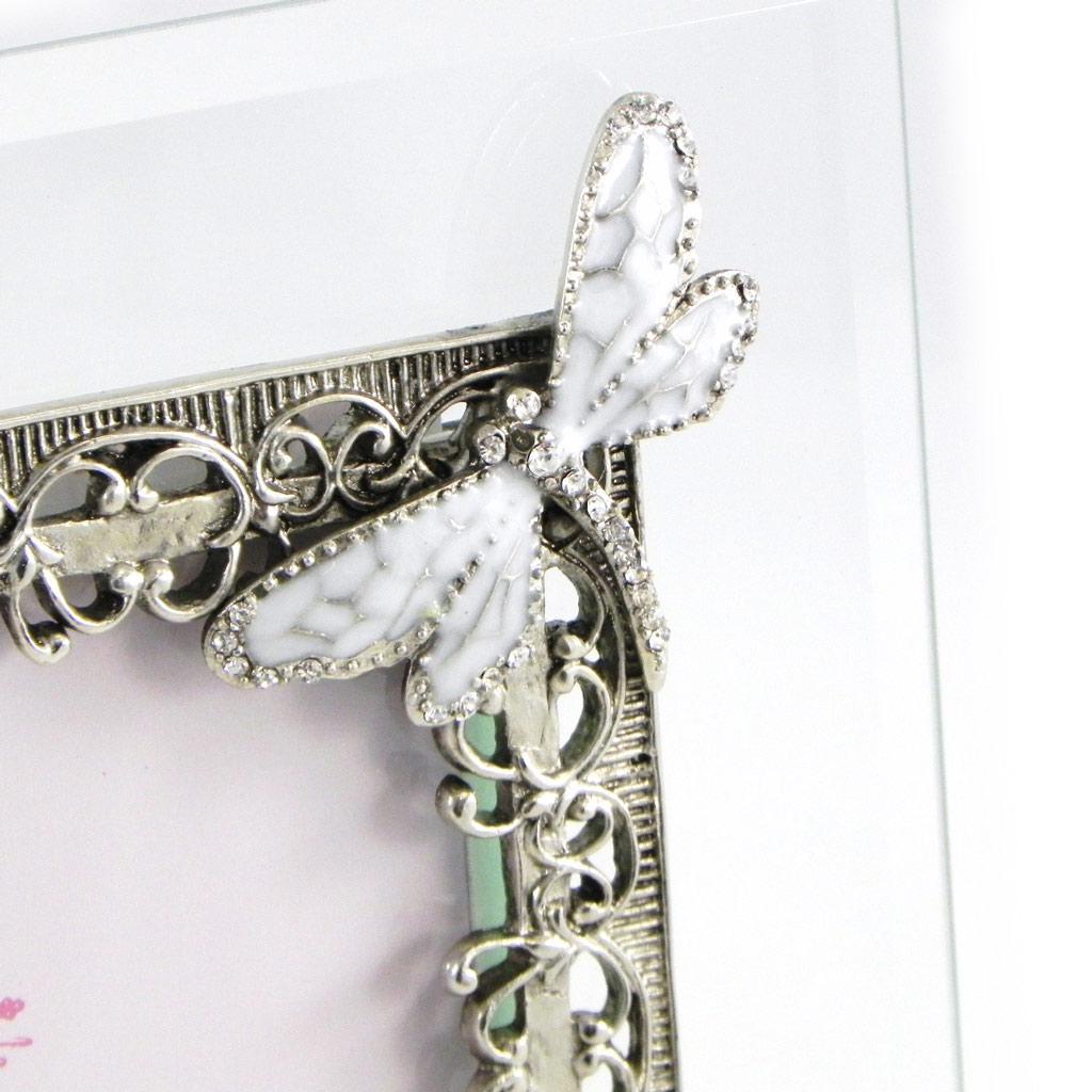 Les Trésors De Lily [H5602] - White 'Silk Dragonfly' Photo Frame