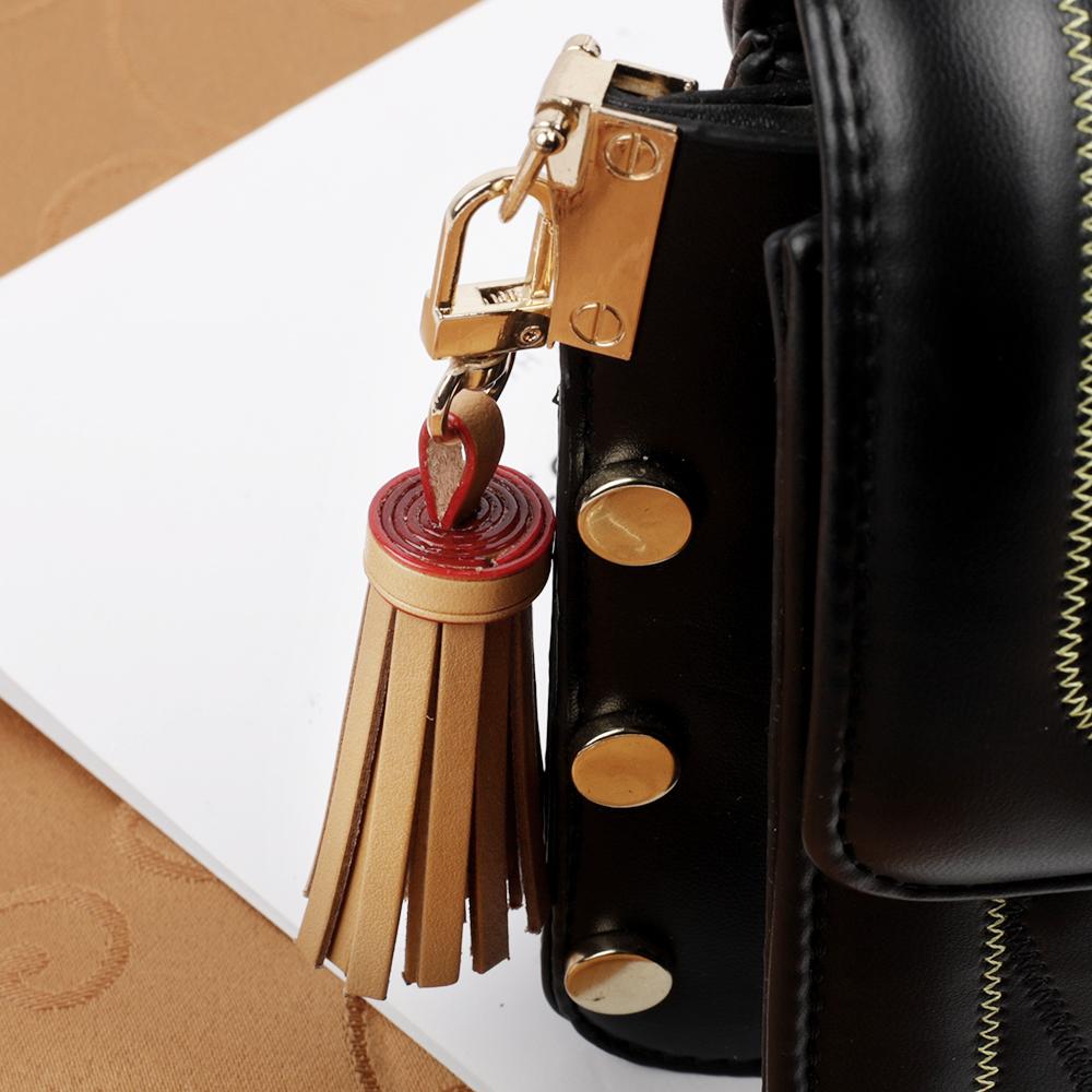 Genuine Leather Tassel Bag Charm Key Chain for Women Handbags Purse Tassels Pendant Bags Key Rings Gift Bag Hanging Accessories