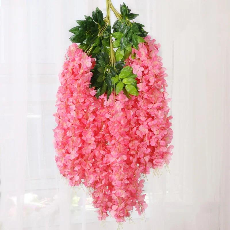12Pcs Wisteria Flowers Ratta Extra Long Artificial Silk Flower Hanging On The Wedding Garden Outdoor Party Home Garden Decorat