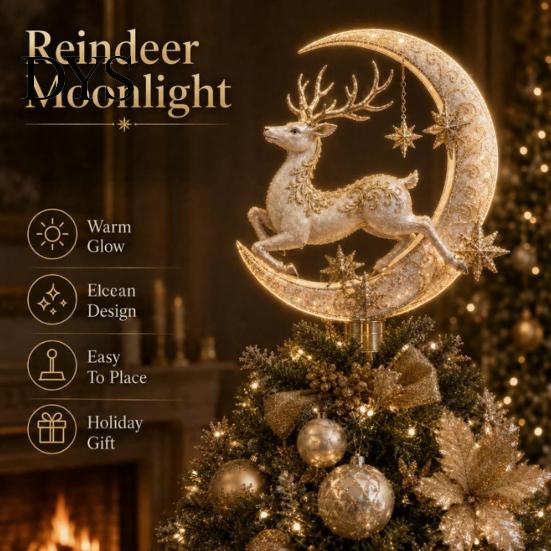 Dekoratives Mittelstück für Baum, beleuchteter Gedenk-Weihnachtsstern, Engel, Rotkehlchen, Rentier-Designs, Baumspitze Ornament Topper mit warmem Leuchten,