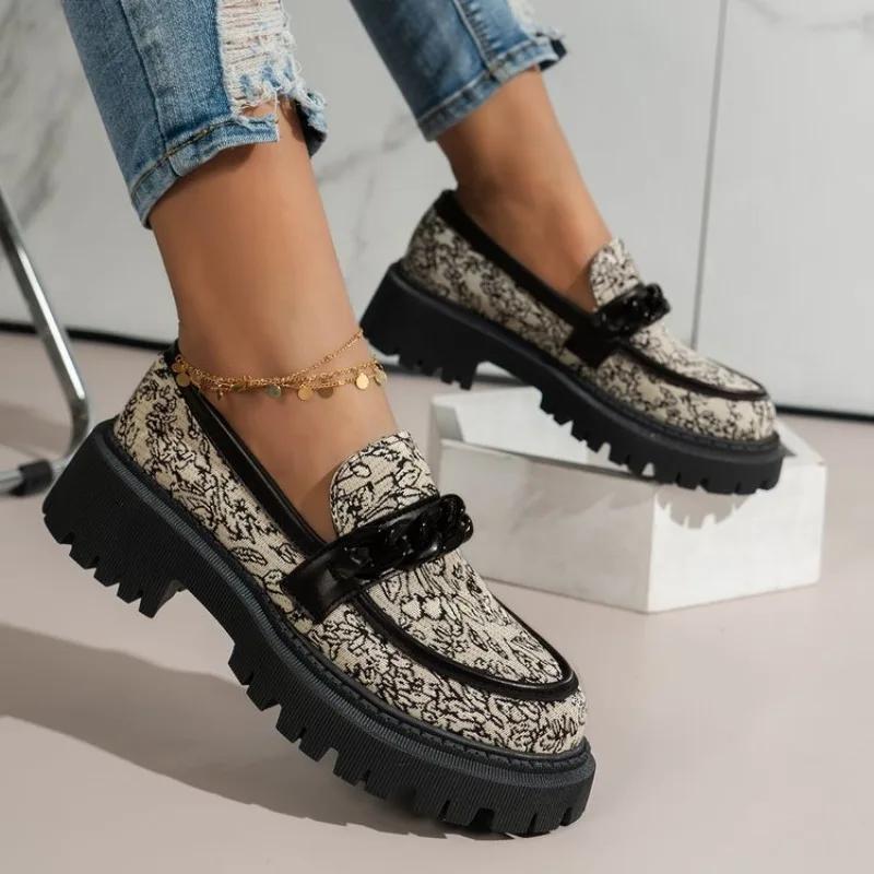 Fujin Denim Print Cloth Synthetic Leather Platform Wedge Chunky Sneaker Comfy High Brand Spring Fashion Autumn Casual Shoes