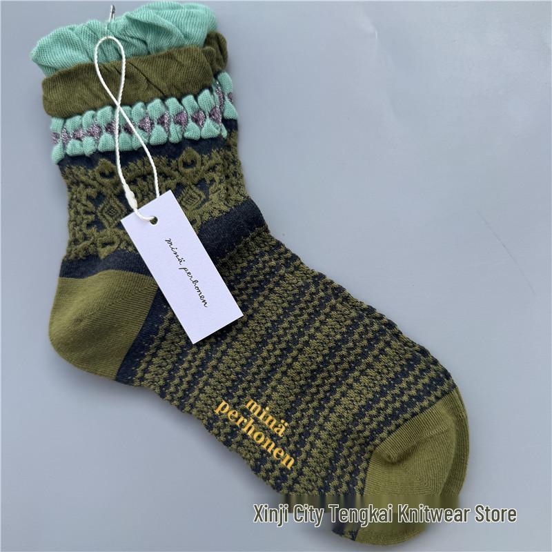 

Минагава Акира Этнические рельефные женские модные носки-гольфы в стиле Мори One Size