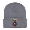 European and American New Autumn and Winter Hats, Women's Bear Printed Knitted Hats, Sleeves, Outdoor Warm Wool Hats, Men