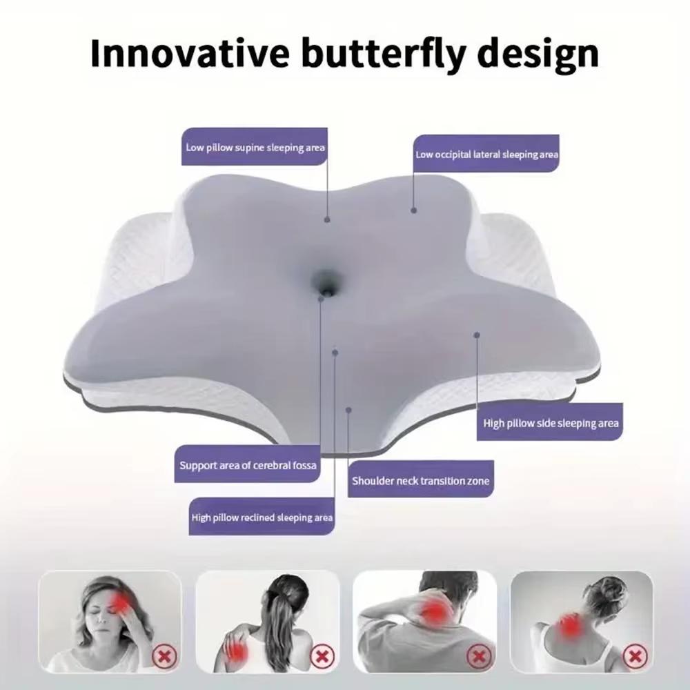 2026 New Solid Color Special-shaped Horn Pillow, Butterfly Pillow Memory Cotton Slow Rebound Neck Protection Sleep Pillow