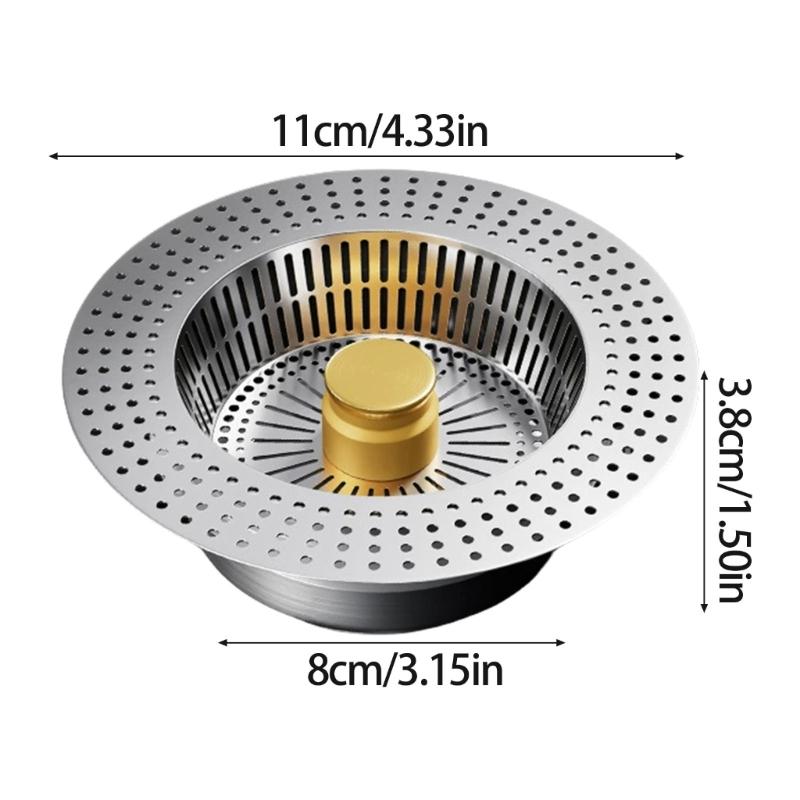 Kitchen Sink Drain Plug Stainless Steels Drain Strainer Bounce Cores Sink Plug Anticlogging Push Type Sink Stoppers