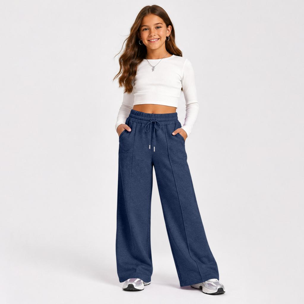 Kids High Waist Wide Leg Yoga Pants Color Athletic Sweatpants for Boys and Girls