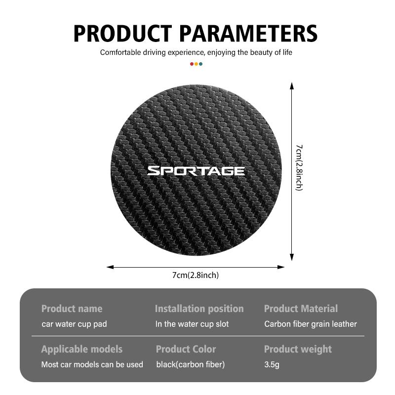 BBED7 For KIA 2pcs Car Carbon Fiber Silicone Car Coasters Water Cup Slots Non-Slip Mat Drink Pads Sportage Ceed Sorento Niro Cadenza