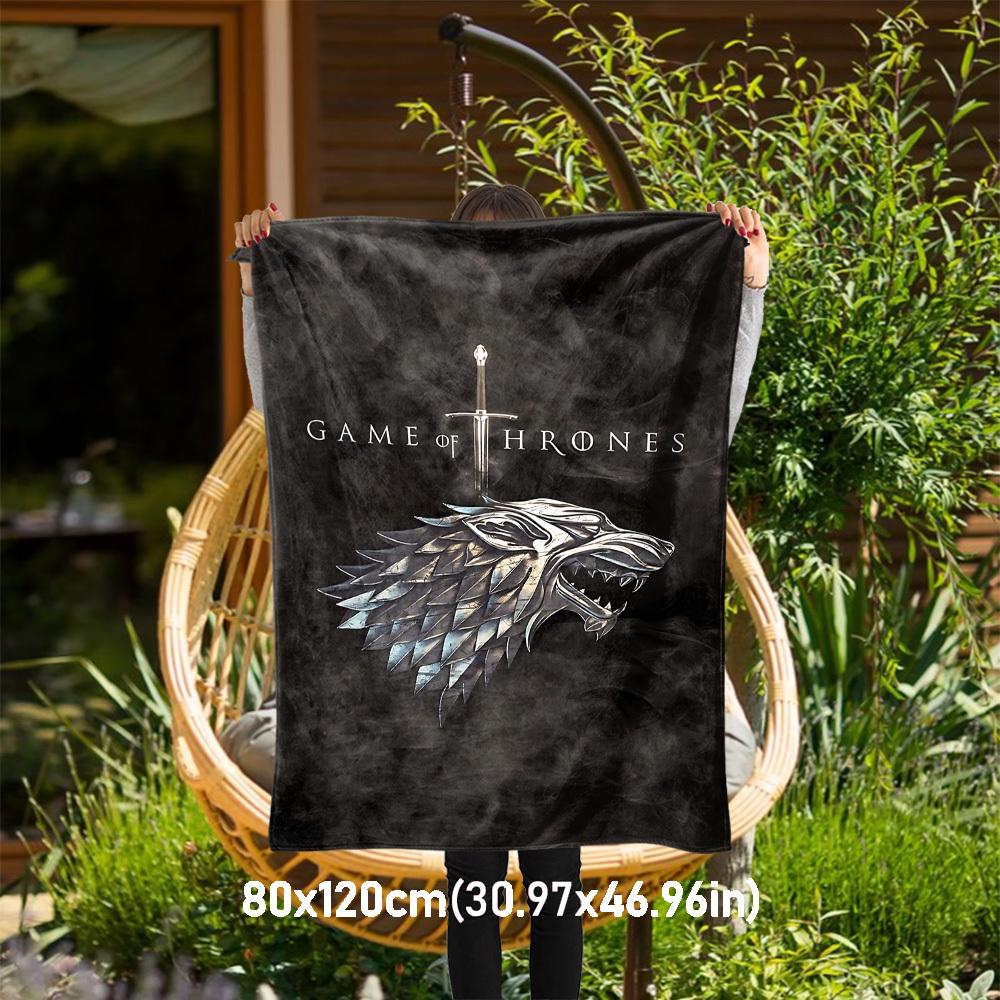 

1PC Game of Thrones Outdoor Flannel Blanket Soft Plush Decor for Picnics, camping,Bedroom, Playroom, Office, or Lunch Break1131A 80x120cm(31x47inch)