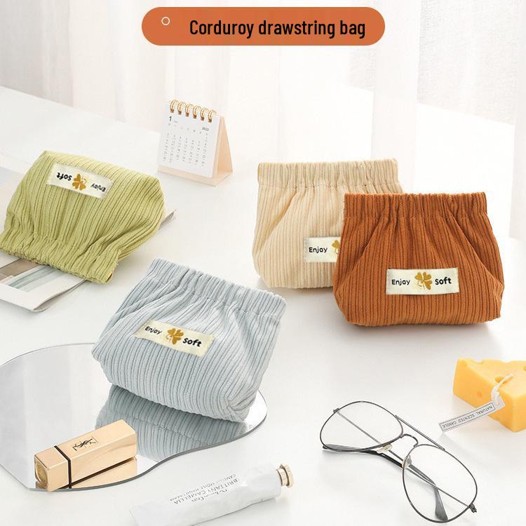 Porte-monnaie mini en velours côtelé pour rouge à lèvres et cosmétiques