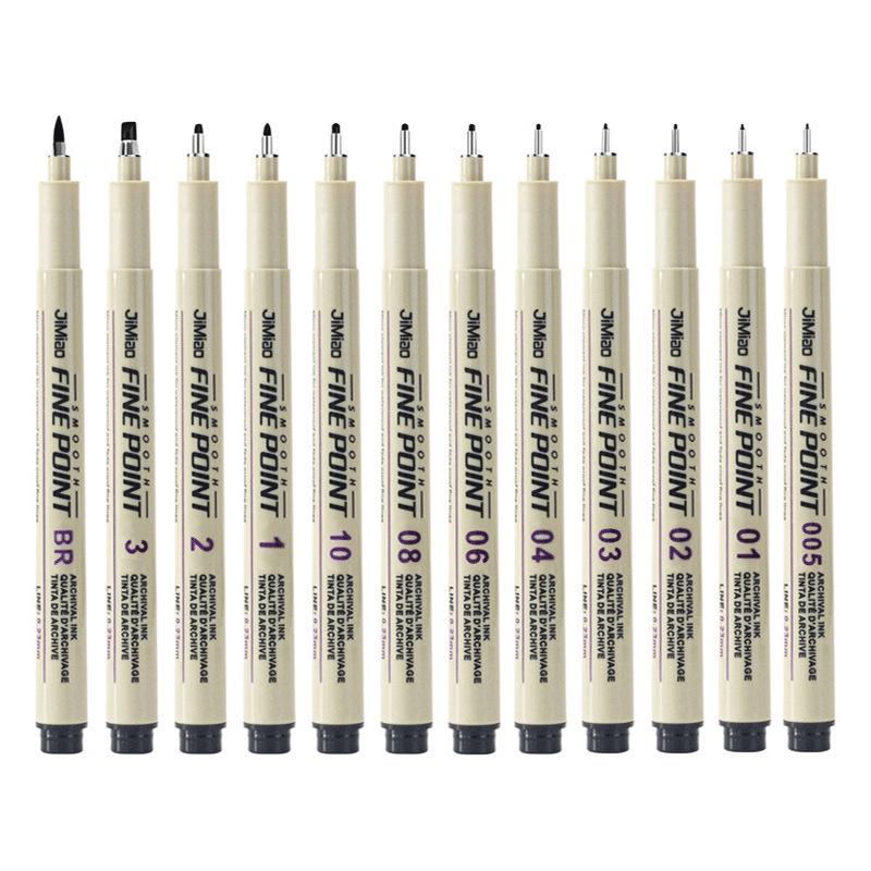 Cross-Stitch Needle Pen: 12 Line Widths, Fine Liner, Water-Based Manga Sketch Pen