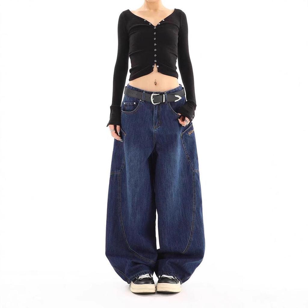 Plus Size Women's Retro Straight-Leg Jeans: Casual Wide-Leg Workwear for Spring and Autumn