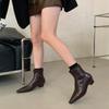 2025 Spring and Autumn New Fashion Versatile French Pointed Short Boots Women's and Women's Boots Fashion Thick Heel Thin Boots Small