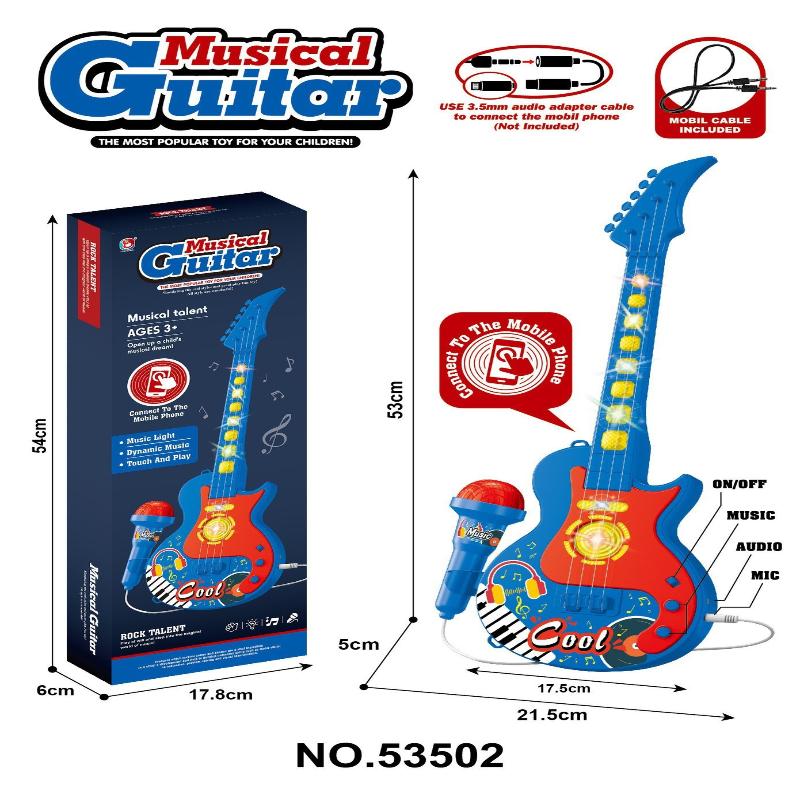 Gold Toy Kids Cartoon Music Microphone With Stand Can Connect With Mp3,Real Echo Sounds Toys Gift