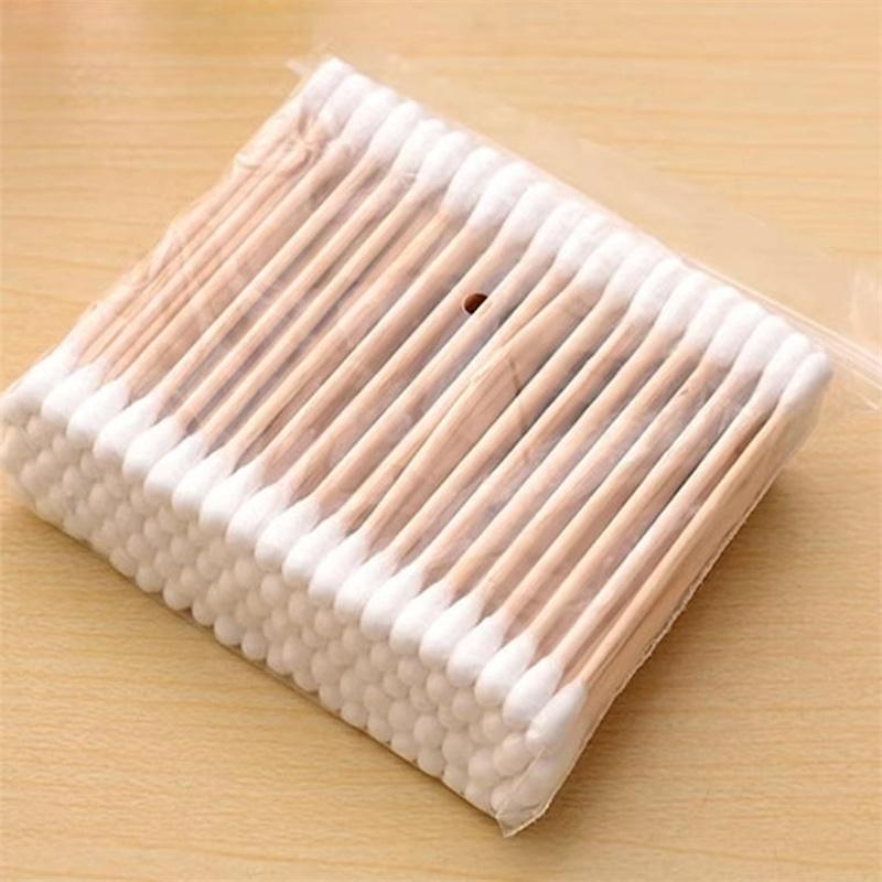 100/1000pcs Unscented Cotton Swabs, Double-Headed, Wooden Stick, Makeup Removal & Cleaning Ear Cotton Swabs