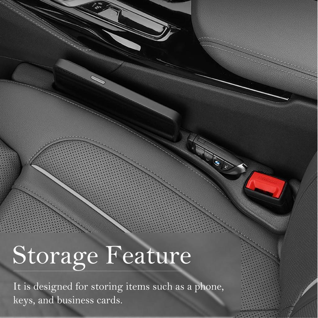 Car Seat Gap Filler 2-Pack, Universal Car Seat Gap Filler Organizer, Seat Gap Plug – Fills Gap Between Seat & Console (Black)