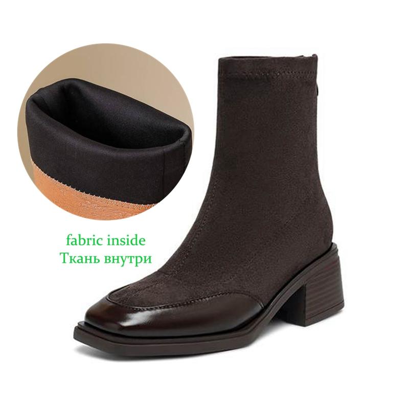 Krazing Pot Flock Winter Square Toe Modern Size 33 Boots Size 43 Zipper Fashion Stretch Ankle Boots