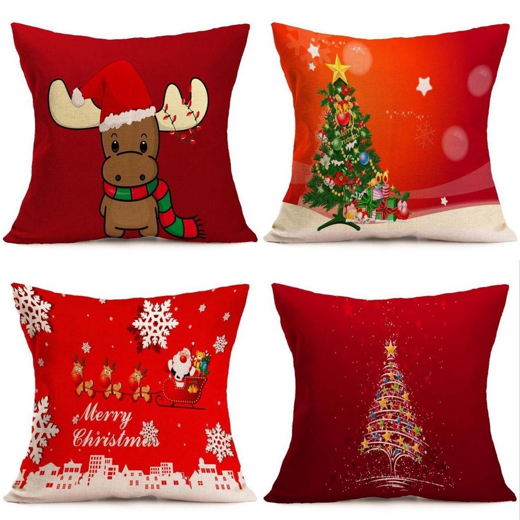 Vibrant Multicolor Christmas Santa Claus Cushion Cover Pillow Case For Stylish Car Decor