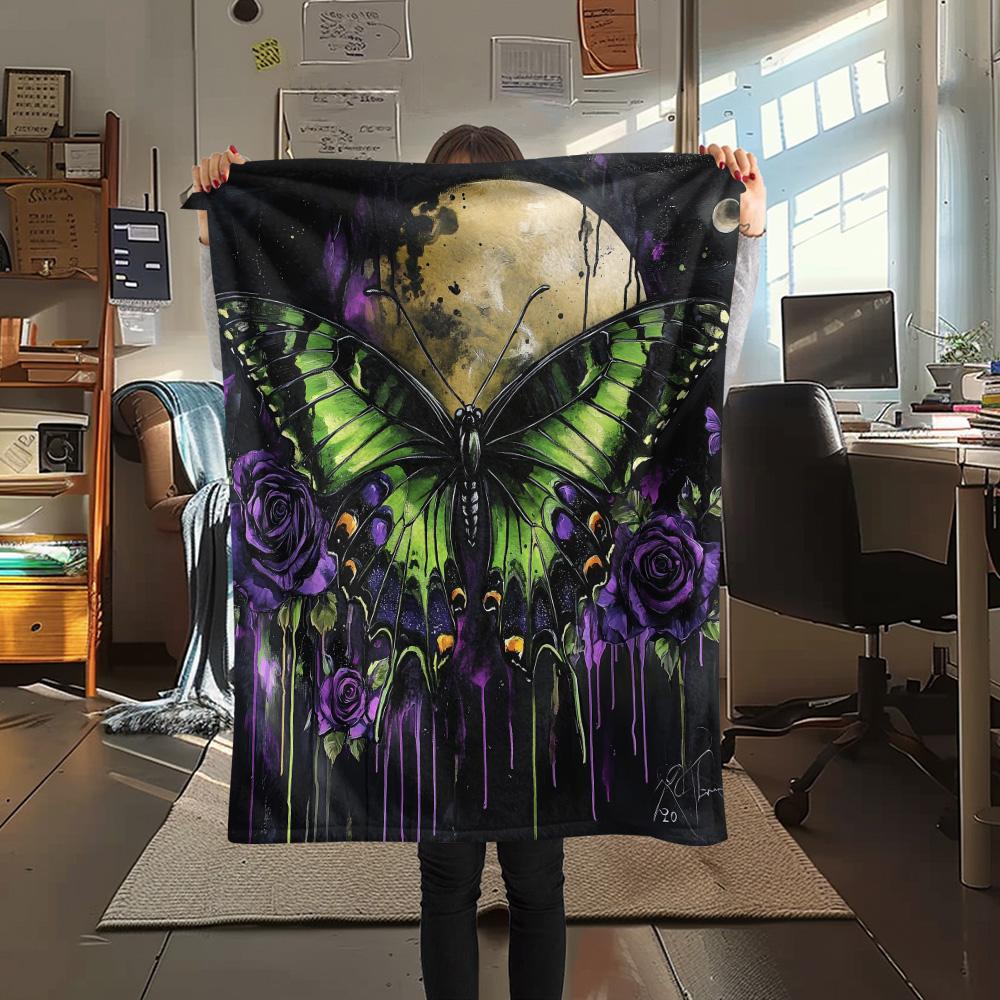 Dark Butterflies  Print Flannel Blanket, High Quality Comfortable for All Seasons, Home Decor, Warmth and Comfort