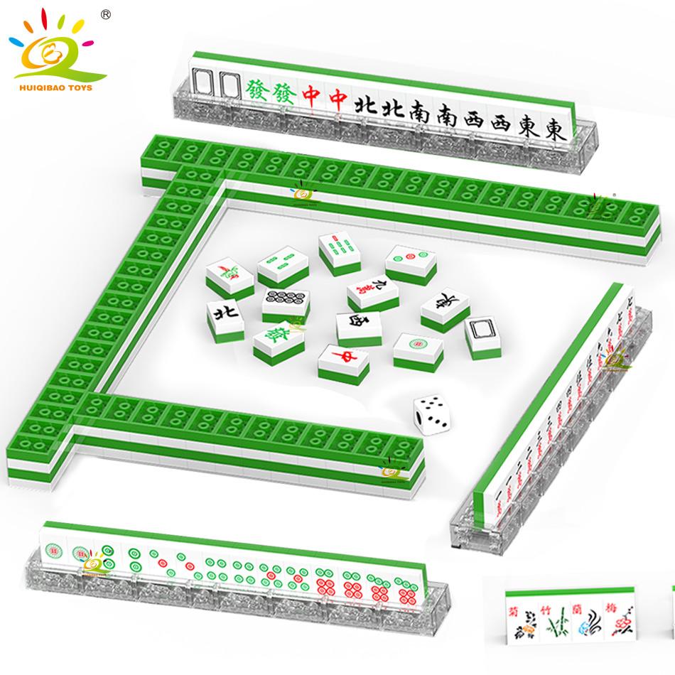 292PCS MOC Mahjong Building Blocks Mini Bricks Set Creative Board Game Educational Construction Toys for Kids