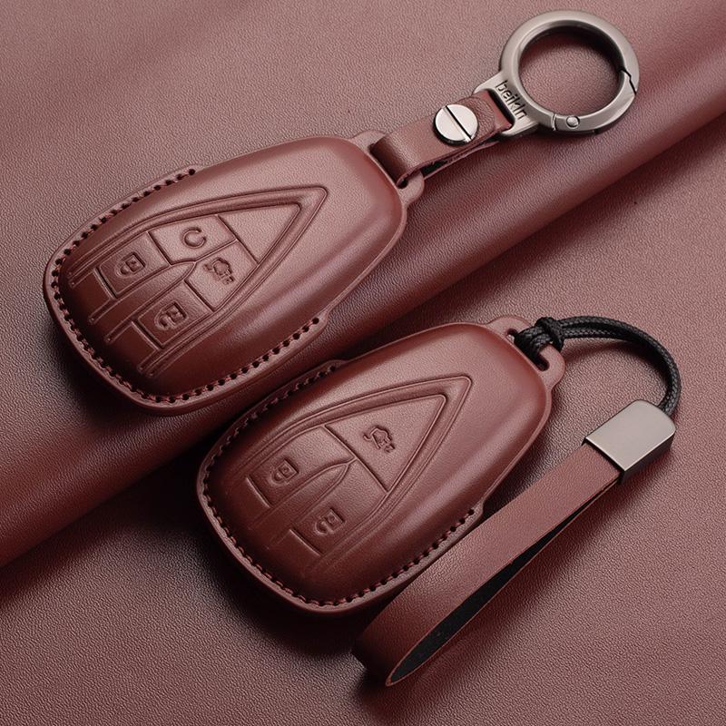 3/4/5 Buttons Genuine Leather Auto Smart Key Fob Cover Case Fit For Changan Unit Unik Cs35Plus Cs55 Plus Cs75 Plus Oshan X7 X5 Protector Bag