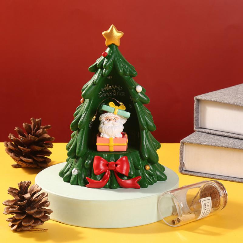 2025 Miniature Figurines Beautiful Mini Christmas Tree Elk Snowman Figurine Decor Compact Miniature Statue For Home
