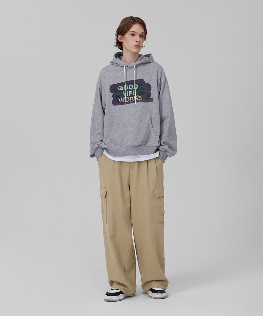 GLW Wide Big Pocket Elastic Waist Cargo Pants Dark Beige