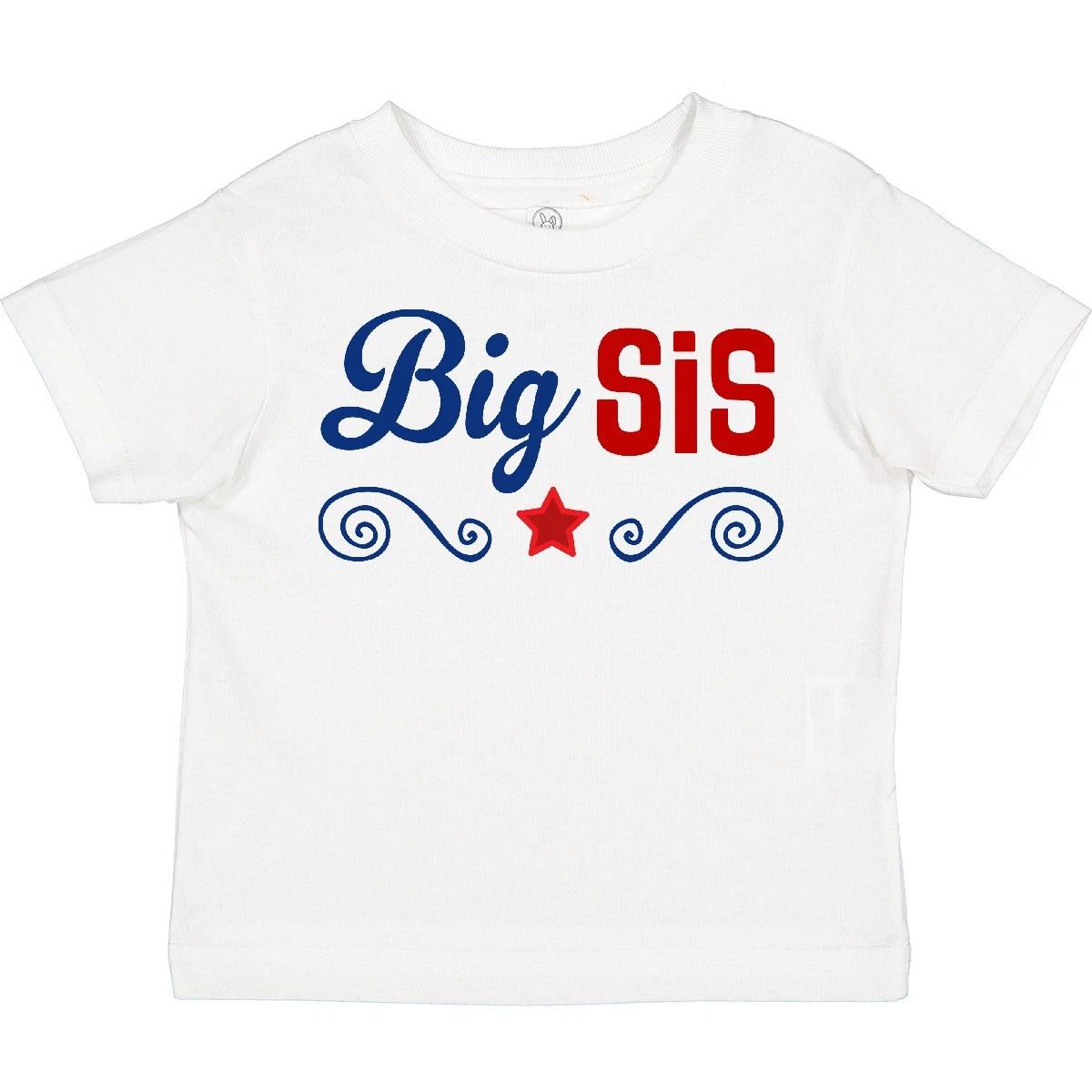Inktastic Big Sis Patriotic Sister Toddler T-Shirt Reveal Girls Clothing 4th Of 130