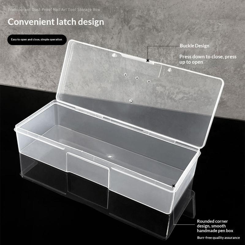 Nail Art Empty Storage Box Leakproof Transparent Rectangle Plastic Case for Nail Rhinestones Small Manicure Decorations